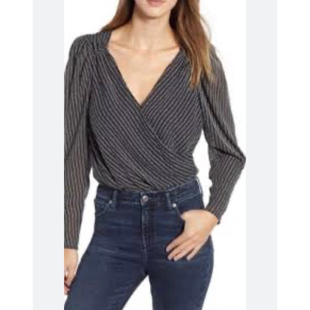 ASTR the Label Long Sleeve Bodysuit Black White Stripe Size Small - Picture 8 of 8